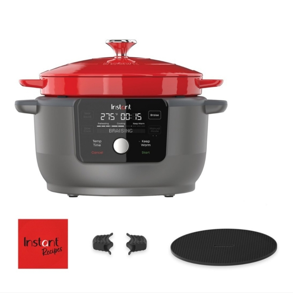 Instant Pot - Precision 5-in-1 Electric Dutch Oven-Cast Iron-Red (New & Sealed)